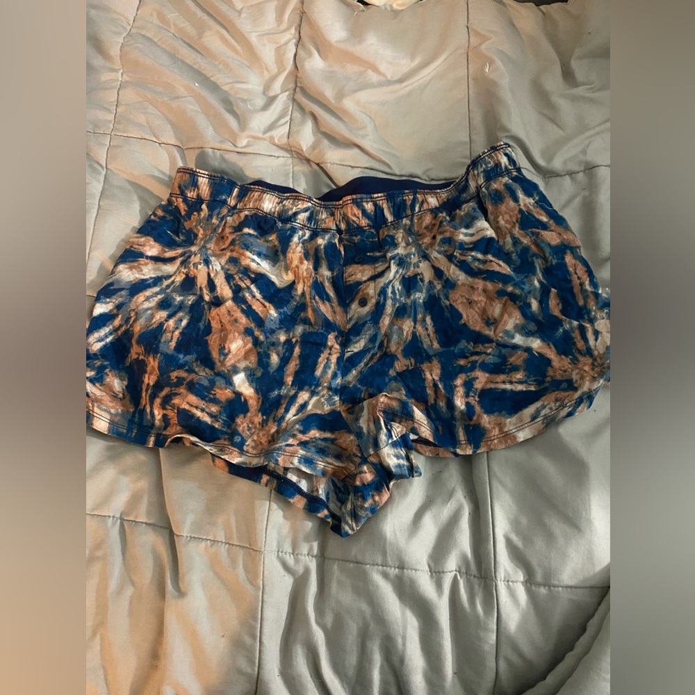 Victoria secret pink boxer shorts size M navy blue with gold tie dye